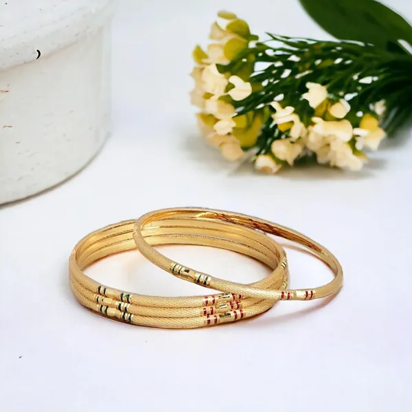 Gold_Set_Of_4_Handcrafted_Matte_Gold-Plated_Bangles,_Size_2.6_-_A_Perfect_Fusion_Of_Traditional_Elegance_And_Contemporary_Style_For_Women_And_Girls