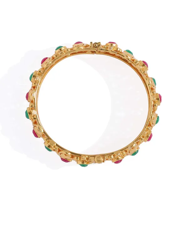 Gold_Jewellery_Ruby_Green_&_Maroon_Matte_Gold_Screw_Kada_Set_Of_2_For_Women_And_Girls