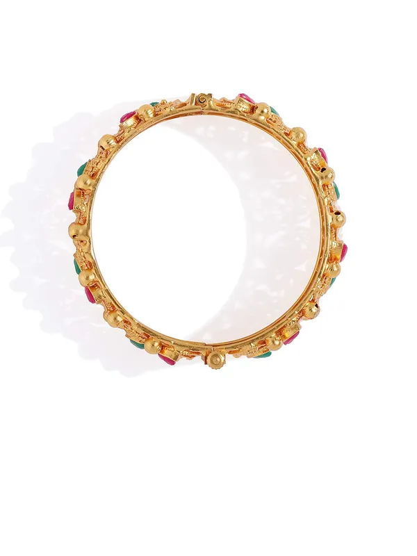 Ruby_Green_&_Maroon_Matt_Gold_Kada_Bangles