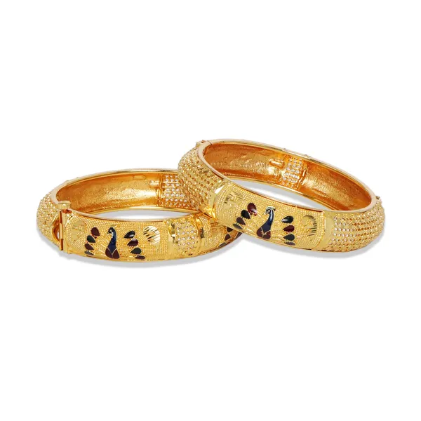 Gold_Traditional_And_Ethnic_Style_Gold_Plated_Multicolour_Meenakari_Embedded_Peacock_Design_Statement_Kada/Bangles_Pack_Of_2_For_Women_And_Girls