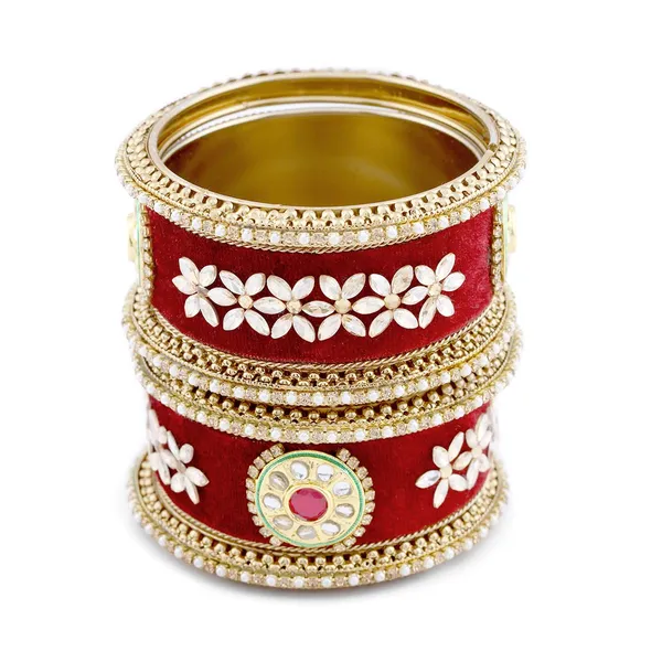 Red_Velvet_Traditional_Gold_Plated_Rajwadi_Style_Red_Velvet_Fabric_And_Kundan_Embellished_Statement_Bridal_Chooda/Kada/Bangles_Pack_Of_6_For_Women_And_Girls