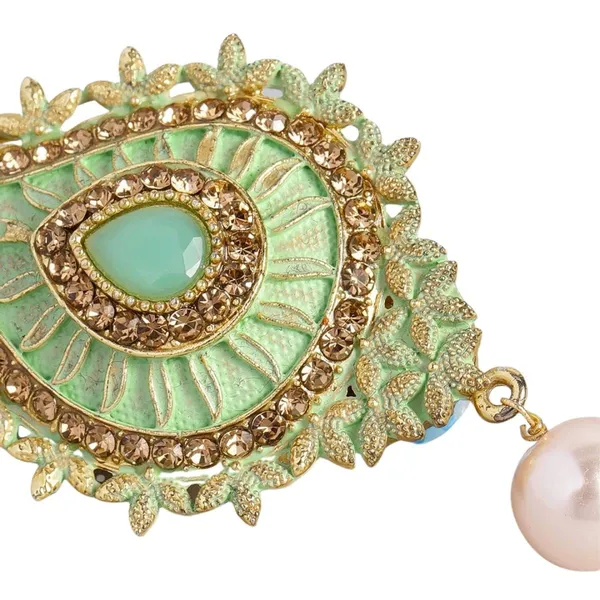 Gold_Women_Gold-Toned_Green_Enamelled_Handcrafted_Brooch