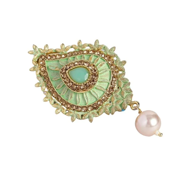 Gold_Women_Gold-Toned_Green_Enamelled_Handcrafted_Brooch