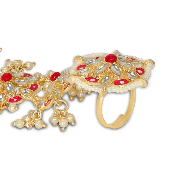 Pink_&_Gold_Gold_Plated_Kundan,_Enamel_&_Pearl_Studded_Bracelet_With_Adjustable_Finger_Ring_For_Women