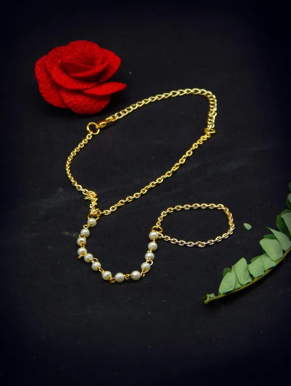 Gold_Plated_Traditional_Jewellery_Inspired_Delicate_Tiny_Pearls_Chain_Bracelet_With_Ring/Hathphool/Ring_Bracelet_For_Women_And_Girls_Pack_Of_1