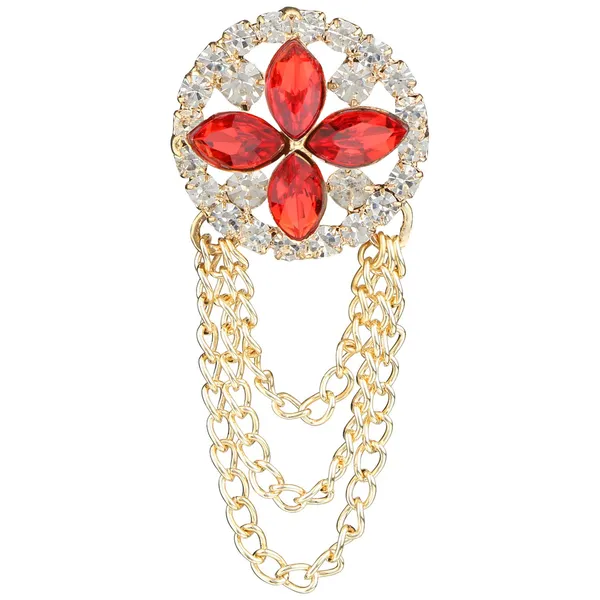 Red_And_Gold_Classic_Vintage_Rhinestone_Brooch_With_Tassles