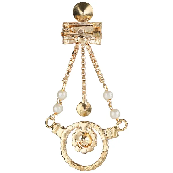 Red_And_Gold_Vintage_Rhinestone_Brooch_With_Pearl_Chains