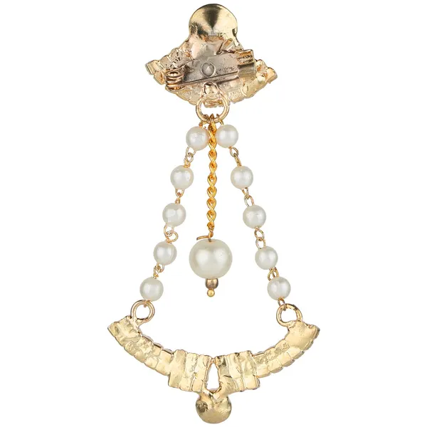 Blue_And_Gold_Vintage_Rhinestone_Brooch_With_Pearl_Chains
