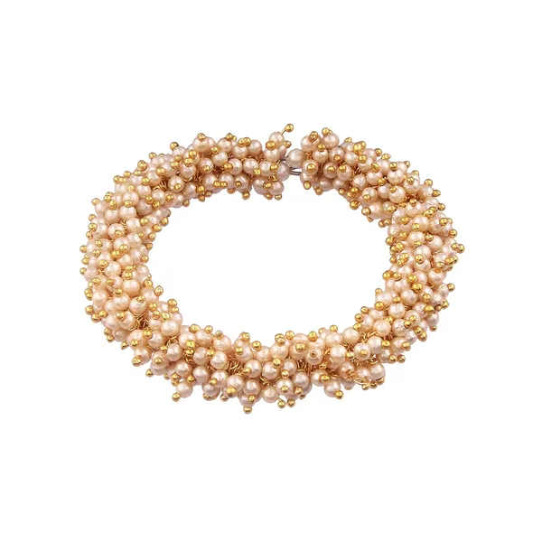 Gold_Plated_Traditional_Antique_Design_Jewellery_Delicate_Pearl_Bracelet/Cuff_Bracelet_Embedded_Beads_With_Lobster_Closure_For_Women_And_Girls_Set_Of_1
