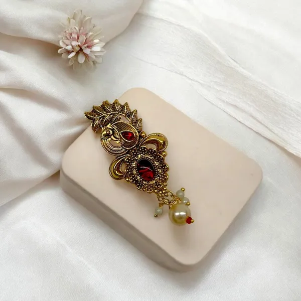 Gold-Red_Gold_Plated_Traditional_Semi_Precious_Stones_Studded_Antique_Peacock_Design_Unisex_Brooch/Saree_Pin_For_Women_And_Girls_Pack_Of_1_(Red)