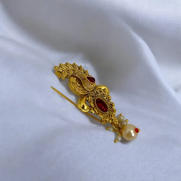 Gold-Red_Gold_Plated_Traditional_Semi_Precious_Stones_Studded_Antique_Peacock_Design_Unisex_Brooch/Saree_Pin_For_Women_And_Girls_Pack_Of_1_(Red)