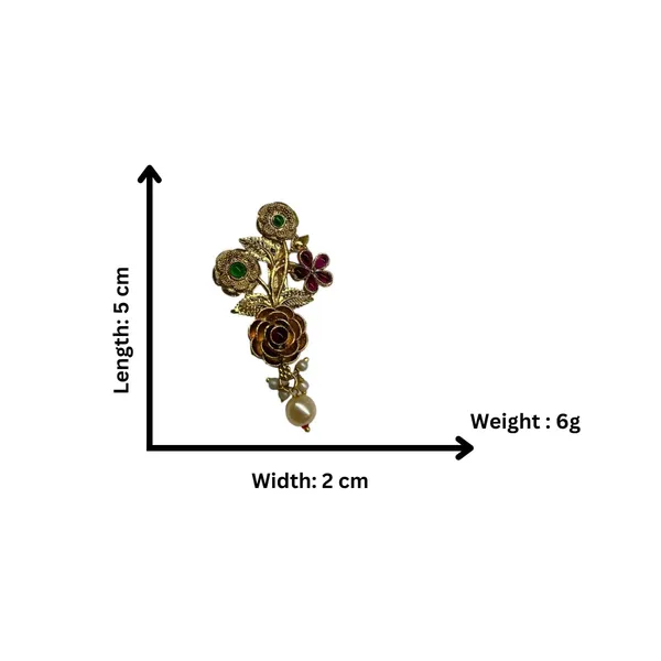 Multicolor_Gold_Plated_Traditional_Semi_Precious_Stones_Studded_Antique_Floral_Design_Unisex_Brooch/Saree_Pin_For_Women_And_Girls_Pack_Of_1_(Multicolor)