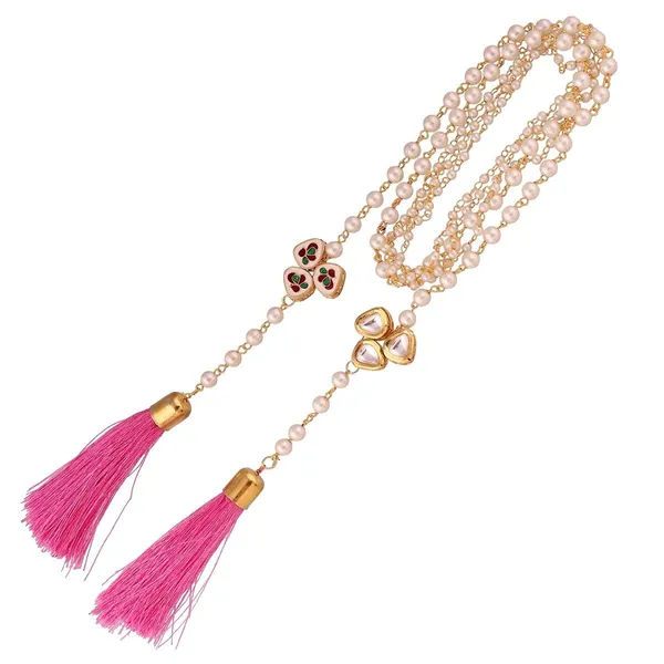 Pink_Contemporary_Style_Statement_Freshwater_Pearls_Embedded_Knotted_Links_Design_Chain_Necklace_With_Lobster_Claw_Clsoure_For_Women_And_Girls_Pack_Of_1