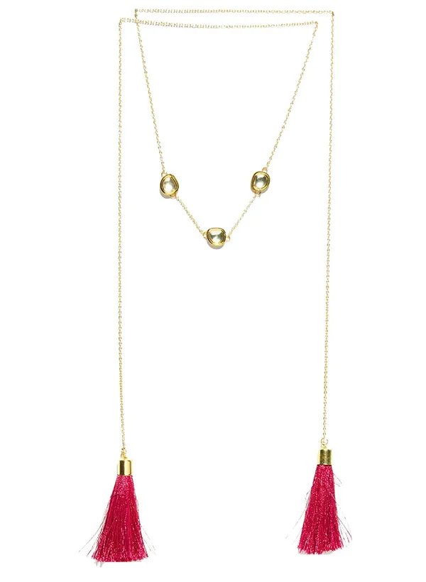 Gold_Open_Layered_Necklace_Chain_Choker_With_Kundan_And_Tassels