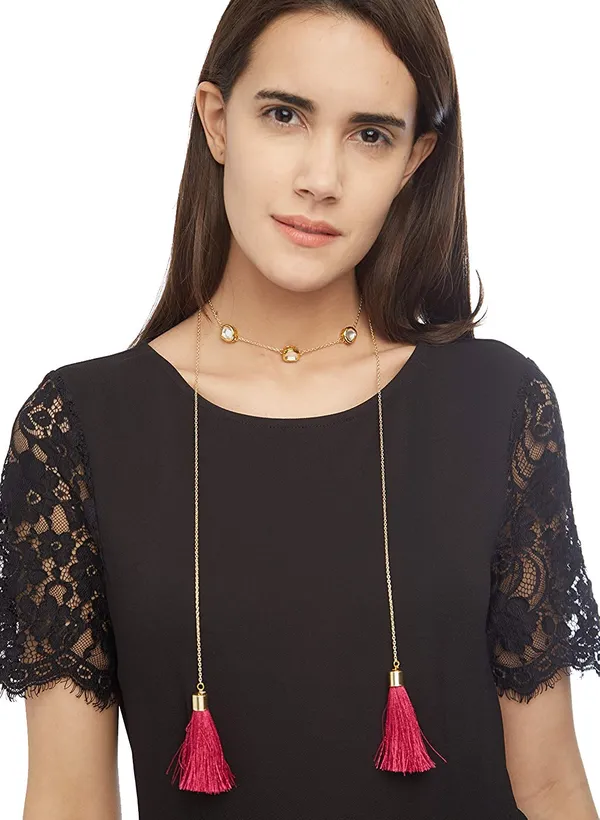 Gold_Open_Layered_Necklace_Chain_Choker_With_Kundan_And_Tassels
