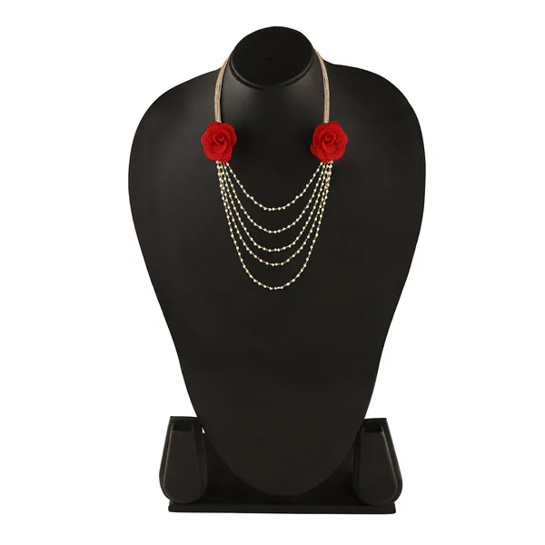 Gold_Lightweight_Red_Rose_Multistranded_Necklace_For_Women