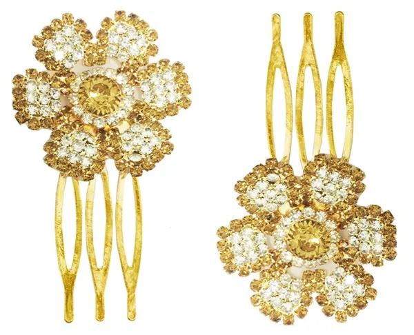 Premium_Hair_Jewellery_Golden_Flower_Small_Size_French_Combs_Jooda_For_Girls_And_Women_Pack_Of_2