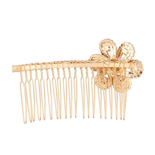 Gold_Plated_Stunning_And_Dazzling_Rhinestones_Studded_Floral_Design_Contemporary_Style_Hair_Comb_Pin/Hair_Pin_For_Women_And_Girls_Pack_Of_1