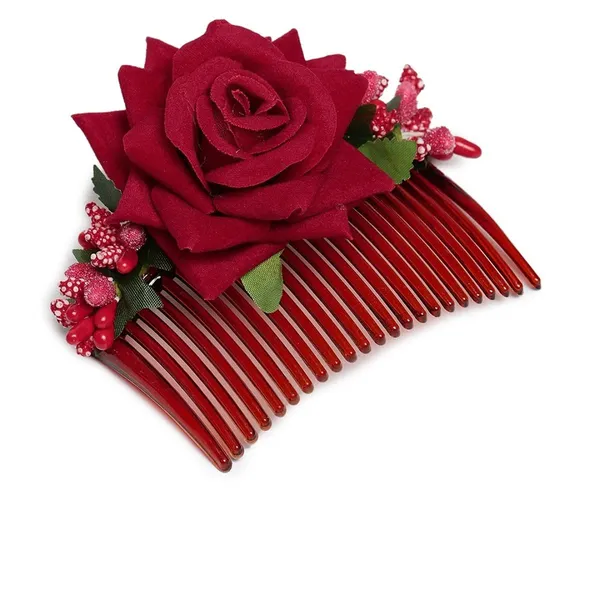 Multicolor_Multicolor_Pack_Of_3_Acrylic_Comb_Indo_Western_Fancy_Hair_Clip/Side_Pin/Comb_Pin/Jooda_Pin_Hair_Accessories_With_Cloth_Flower_For_Women_And_Girls