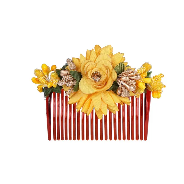 Multicolor_Multicolor_Pack_Of_3_Acrylic_Comb_Indo_Western_Fancy_Hair_Clip/Side_Pin/Comb_Pin/Jooda_Pin_Hair_Accessories_With_Cloth_Flower_For_Women_And_Girls_Pack_Of_3