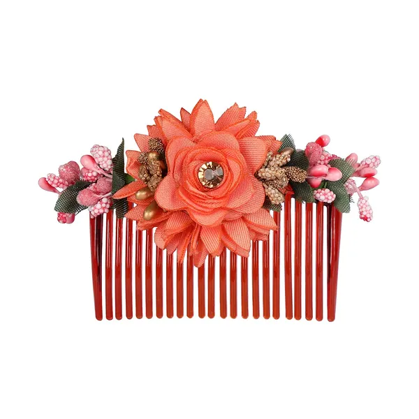 Multicolor_Multicolor_Pack_Of_3_Acrylic_Comb_Indo_Western_Fancy_Hair_Clip/Side_Pin/Comb_Pin/Jooda_Pin_Hair_Accessories_With_Cloth_Flower_For_Women_And_Girls_Pack_Of_3_|_Gifting_For_Karwachauth_|