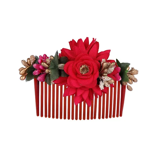 Multicolor_Multicolor_Pack_Of_3_Acrylic_Comb_Indo_Western_Fancy_Hair_Clip/Side_Pin/Comb_Pin/Jooda_Pin_Hair_Accessories_With_Cloth_Flower_For_Women_And_Girls_Pack_Of_3_|_Gifting_For_Karwachauth_|