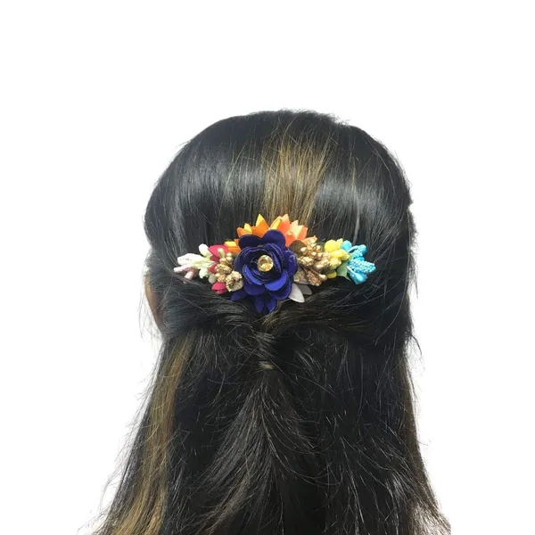 Multicolor_Multicolor_Pack_Of_3_Acrylic_Comb_Indo_Western_Fancy_Hair_Clip/Side_Pin/Comb_Pin/Jooda_Pin_Hair_Accessories_With_Cloth_Flower_For_Women_And_Girls_Pack_Of_3_|_Gifting_For_Karwachauth_|