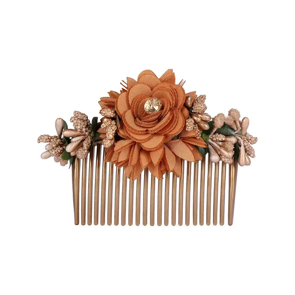Multicolor_Multicolor_Acrylic_Comb_Indo_Western_Fancy_Hair_Clip/Side_Pin/Comb_Pin/Jooda_Pin_Hair_Accessories_With_Cloth_Flower_For_Women_And_Girls_Pack_Of_3