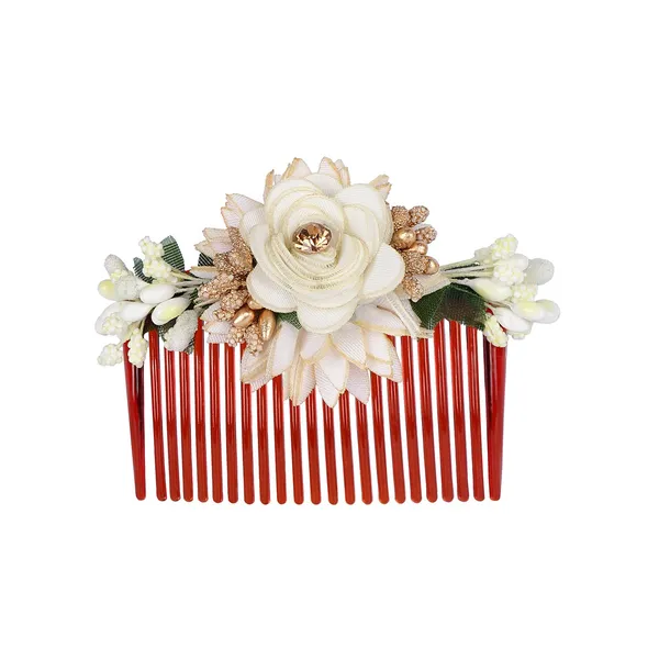 Multicolor_Multicolor_Acrylic_Comb_Indo_Western_Fancy_Hair_Clip/Side_Pin/Comb_Pin/Jooda_Pin_Hair_Accessories_With_Cloth_Flower_For_Women_And_Girls_Pack_Of_3