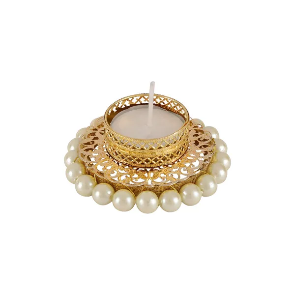 Multicolor_Traditional_Diya_Holders/Candle_Holders/Tea_Light_Holders_With_Pearls_Embedded_Filigree_Thali_For_Diwali_Decoration/Festive_Home_Decoration_Pack_Of_2