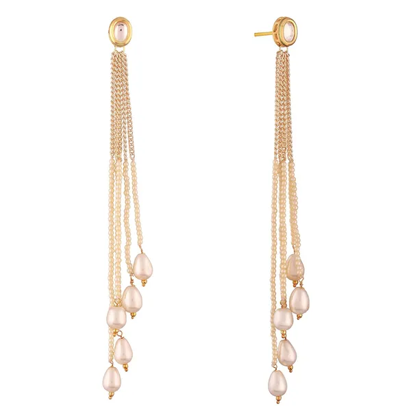 White_Delicate_Chain_And_Pearl_Tassle_Dangle_Drop_Earrings