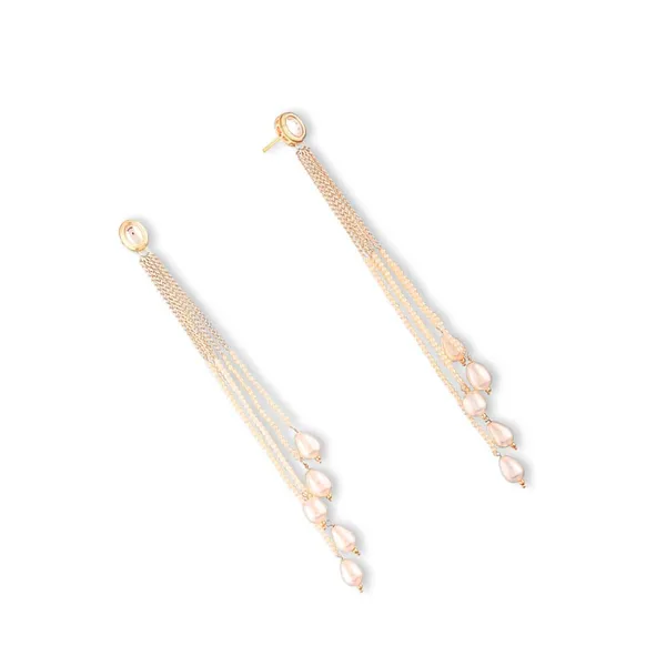 White_Delicate_Chain_And_Pearl_Tassle_Dangle_Drop_Earrings
