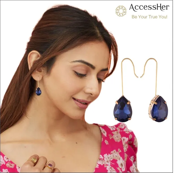Blue_Contemporary_Jewellery_Style_Gold_Plated_Tear_Drop_Design_Dangle_Earrings_Embellished_With_Blue_Colour_Stone_For_Women_And_Girls_Pack_Of_1_Pair