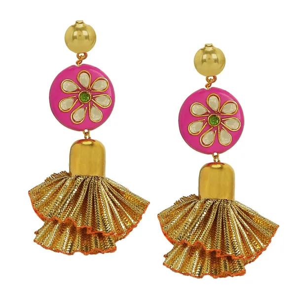Gold_Plated_Kundan_And_Gota_Frill_Style_Tassle_For_Women_And_Girls