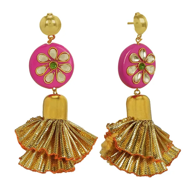 Gold_Plated_Kundan_And_Gota_Frill_Style_Tassle_For_Women_And_Girls