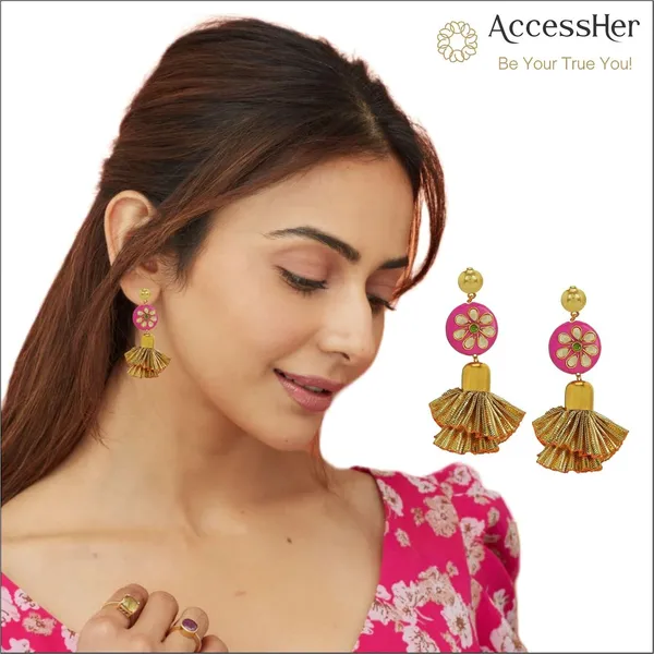 Gold_Plated_Kundan_And_Gota_Frill_Style_Tassle_For_Women_And_Girls