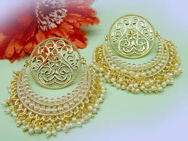 Gold_Plated_Filigree_Chaandbali_Earrings_With_Pearls_For_Women