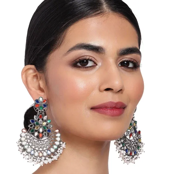 Multicolor_Silver-Plated_Chandbali_Earrings_|_Antique_Festive_Jewellery_For_Women_|_Perfect_For_Navratri,_Weddings_&_Indian_Ethnic_Outfits_|_(Silver2)
