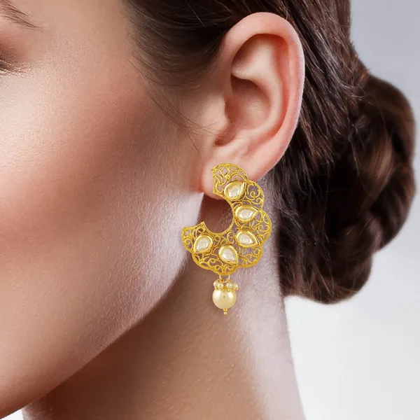 Gold_Plated_Hoop_Style_Dangle_Drop_With_Kundan_And_Pearls_Earrings_For_Women