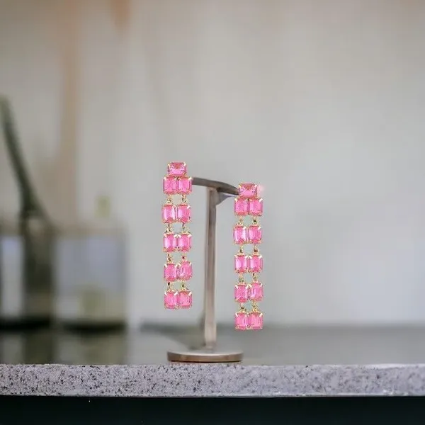 Pink_Stylish_Crystal_Dangle_Earrings_For_Women_And_Girls