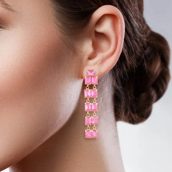 Pink_Stylish_Crystal_Dangle_Earrings_For_Women_And_Girls