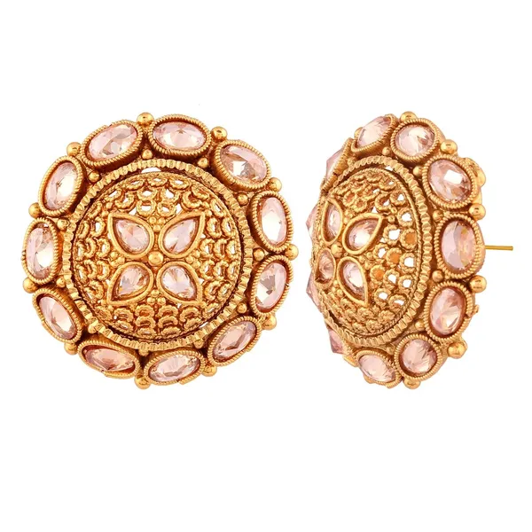 Gold_Indian_Traditional_Antique_Rajwadi_Kundan_Stud_Earrings