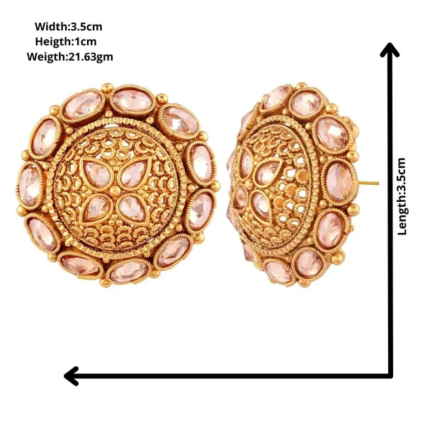 Gold_Indian_Traditional_Antique_Rajwadi_Kundan_Stud_Earrings