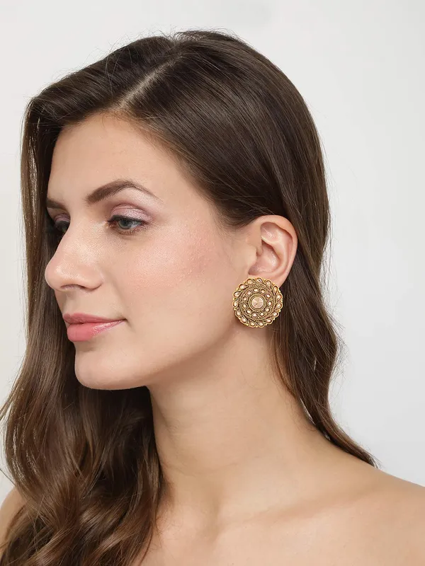 Gold_Plated_Traditional_Rhinestones_Embellished_Circular_Shape_Design_Stud_Earrings_With_Push_Back_Closure_For_Women_And_Girls_Pack_Of_1_Pair