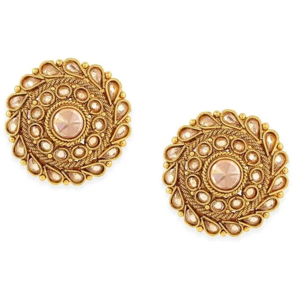 Gold_Plated_Traditional_Rhinestones_Embellished_Circular_Shape_Design_Stud_Earrings_With_Push_Back_Closure_For_Women_And_Girls_Pack_Of_1_Pair