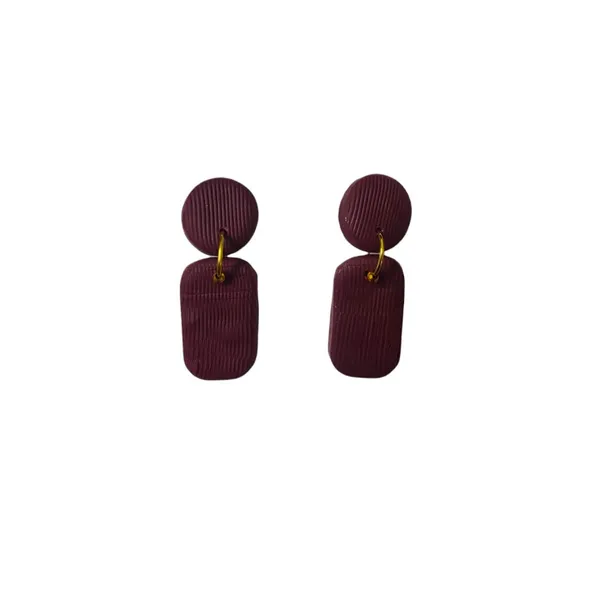 Maroon_Aesthetic_Coffee/Maroon_Coloured_Statement_Dangle_Earrings/Handmade_Polymer_Clay_Earrings/Summer_Jewellery_For_Women_And_Girls