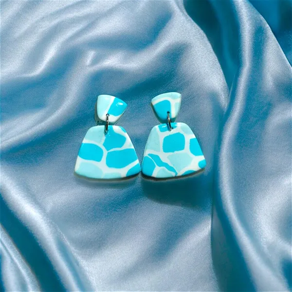 Blue_Stunning_Fresh_Blue_And_White_Textured_Statement_Dangle_Earrings/Geometrical_Handmade_Polymer_Clay_Earrings_For_Women