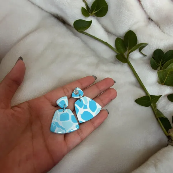 Blue_Stunning_Fresh_Blue_And_White_Textured_Statement_Dangle_Earrings/Geometrical_Handmade_Polymer_Clay_Earrings_For_Women