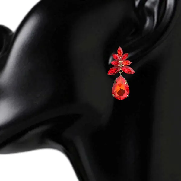 Gold_Plated_Shiny_Red_Rhinestone_Dangle_Earrings_For_Women