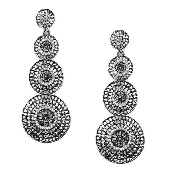 Silver_Indo_Western_Style_Inspired_Gold_Plated_Rhinestones_Embellished_Circular_Shaped_Dangle_Earrings_With_Push_Back_Closure_For_Women_And_Girls